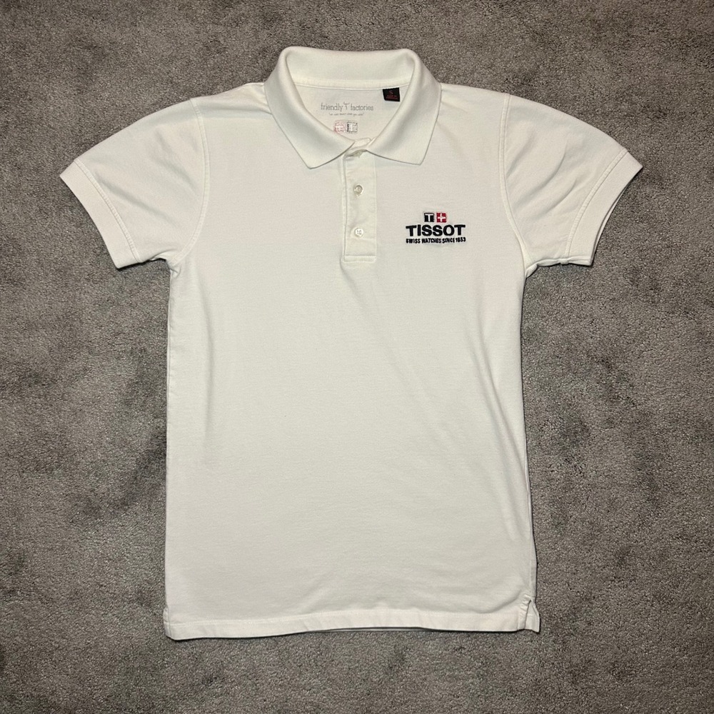 Tissot Polo Shirt Men Small White Embroidered Swiss Watches Logo Old Money